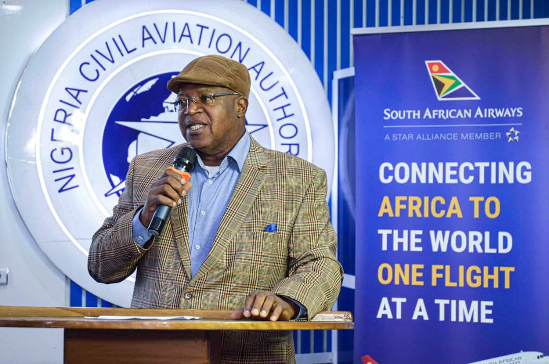ScaleGate Nigeria partner speaking at an aviation industry event in Nigeria